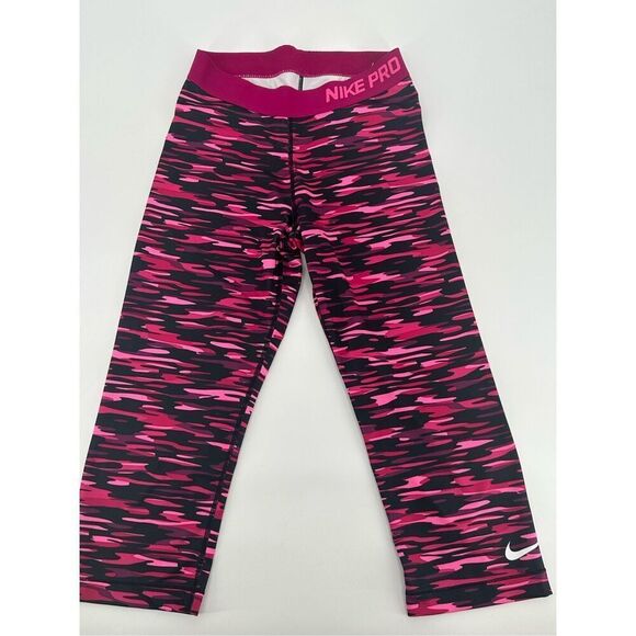 Nike Pro Dri-Fit pink camo crop leggings size M - Picture 1 of 8